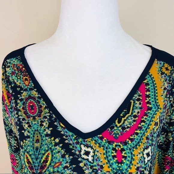Alya Boho Pattern Flowing Shirt Tunic S - Picture 2 of 8